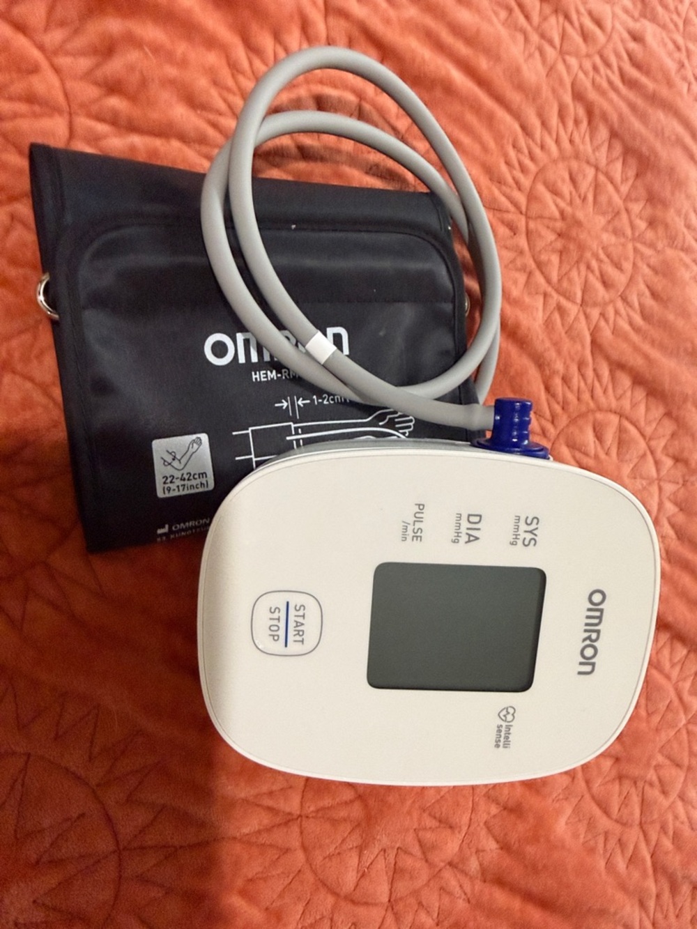 OMRON White Home Blood Pressure Monitor with Black Cuff